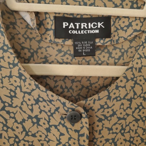 Vintage 100% Silk Button Down Shirt - Size Large - Picture 2 of 4